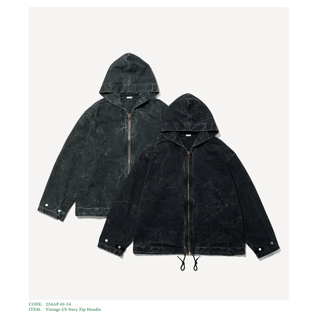 A.PRESSE 25AW Vintage US Navy Zip Hoodie